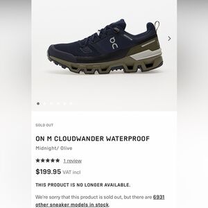 On cloud Trail Shoe - Midnight/olive 8m/9.5 w new in box !!